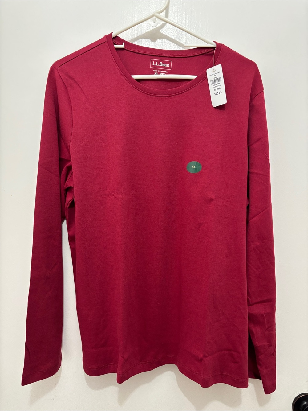 L.L. Bean “NEW” Long-Sleeve Crewneck Tee - Cranberry